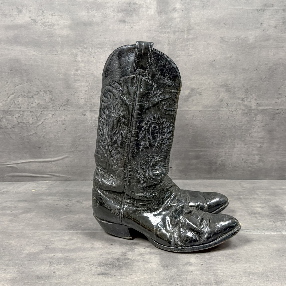 Vintage VTG 1990's 90's Patin Leather Black Cowboy Boot's